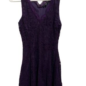 Purple Sheath Midi Dress with V-Neck